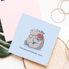 Hippo card on wood piece