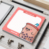 Bubble tea sticky notes on grey table