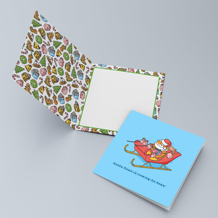 Santa Dogs Christmas card print inside