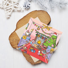 Christmas Greetings Card on wood