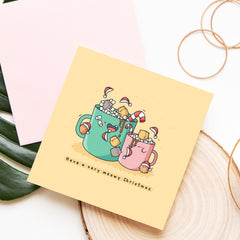 Cat Christmas Card on wood