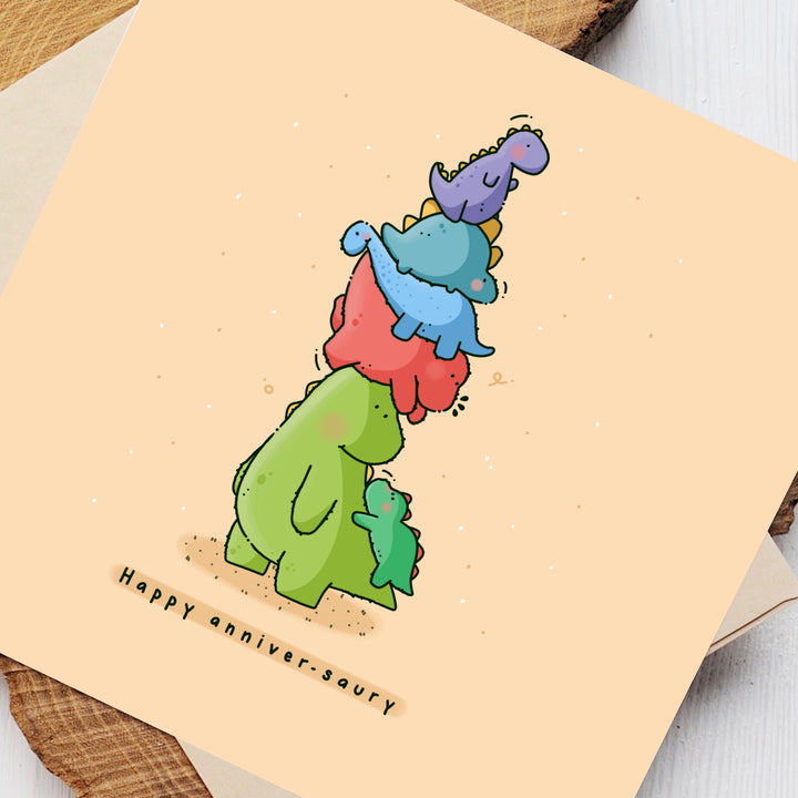 Cute Dinosaur Anniversary card close up