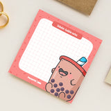 Bubble tea sticky notes on beige table