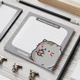 Kitty Sticky Notes on grey table