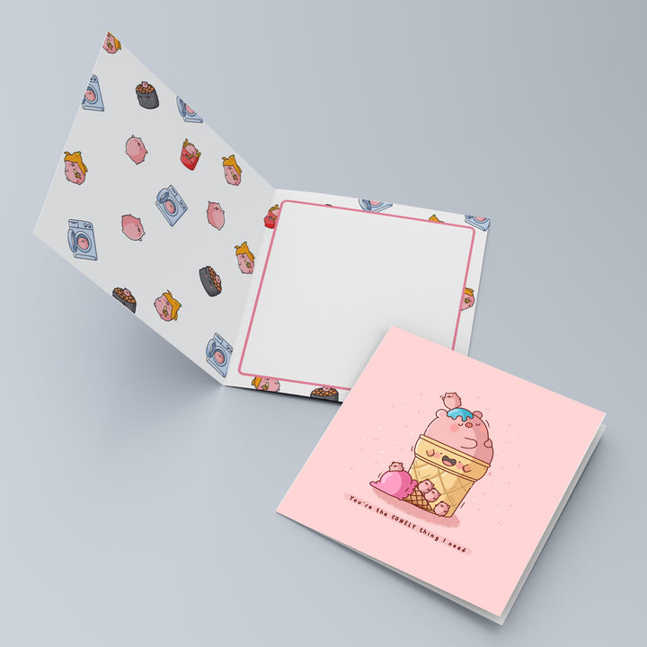 Pig card open inside design