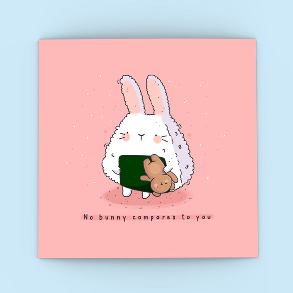 Sushi Bunny Card on blue background