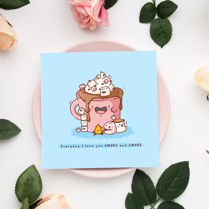 Marshmallow card on pink plate