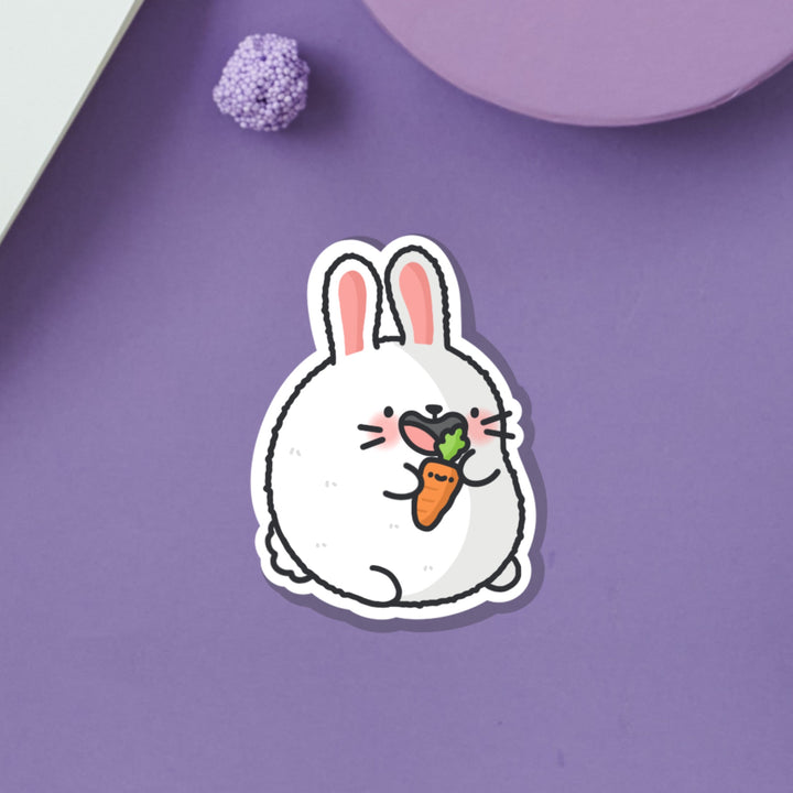 Bunny Rabbit vinyl sticker on purple table