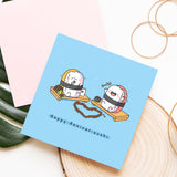 Anniversary sushi card on wood