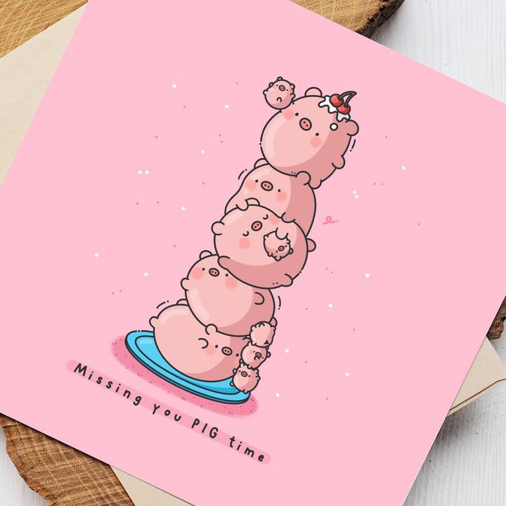 Pig stack card close up
