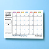 Monthly planner on blue background