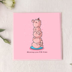 Pig card on pink table