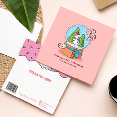 Christmas snowglobe card front and back