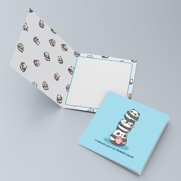 Panda print design inside card