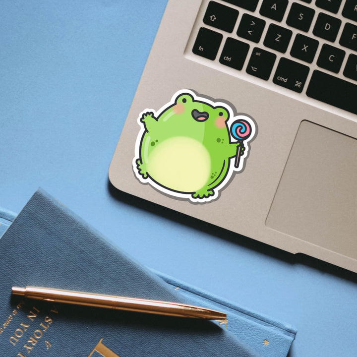 Jumping frog vinyl sticker on laptop