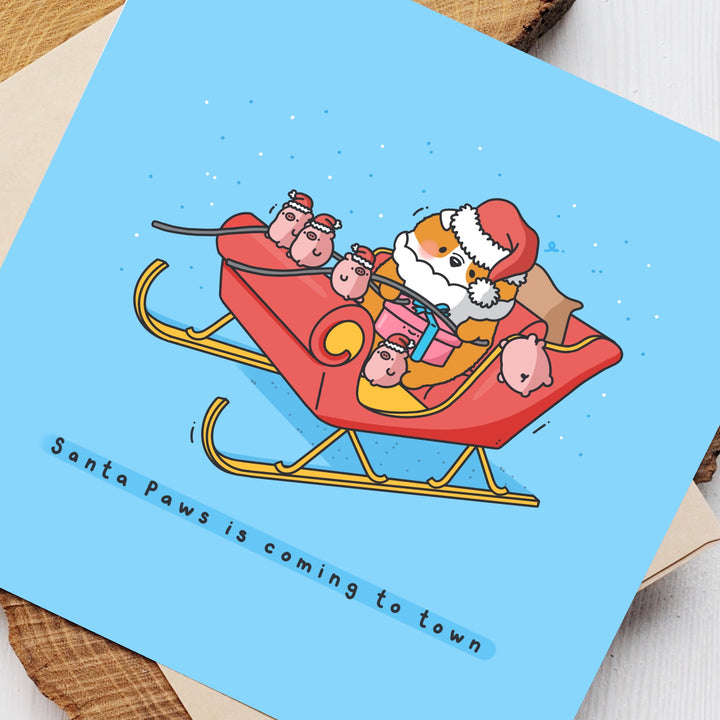 Santa Dogs Christmas card close up