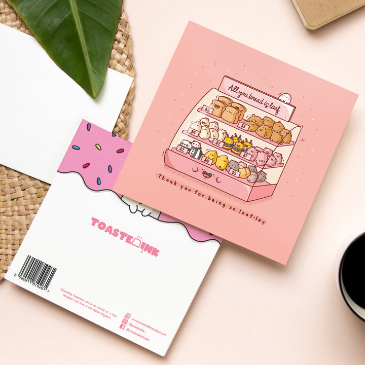 Animal bakery card front and back