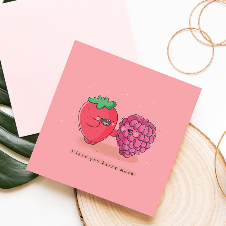 Berry card on wooden piece