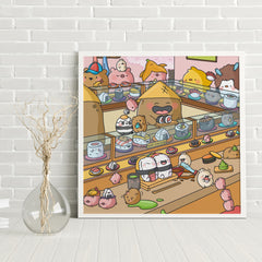 Sushi Bar art print on brick wall