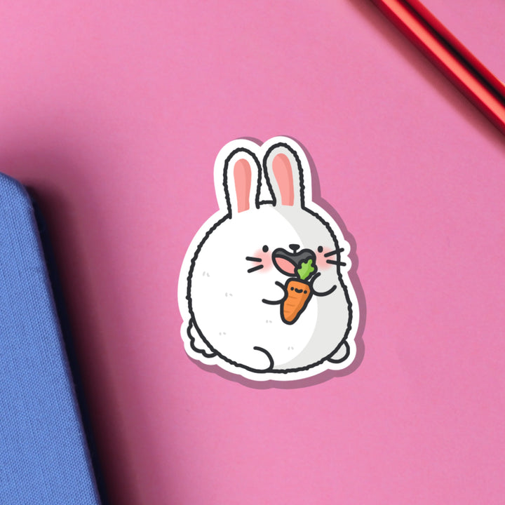 Bunny Rabbit vinyl sticker on pink background