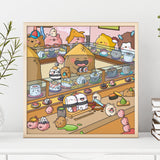 Cute Sushi Bar Art Print on wooden table