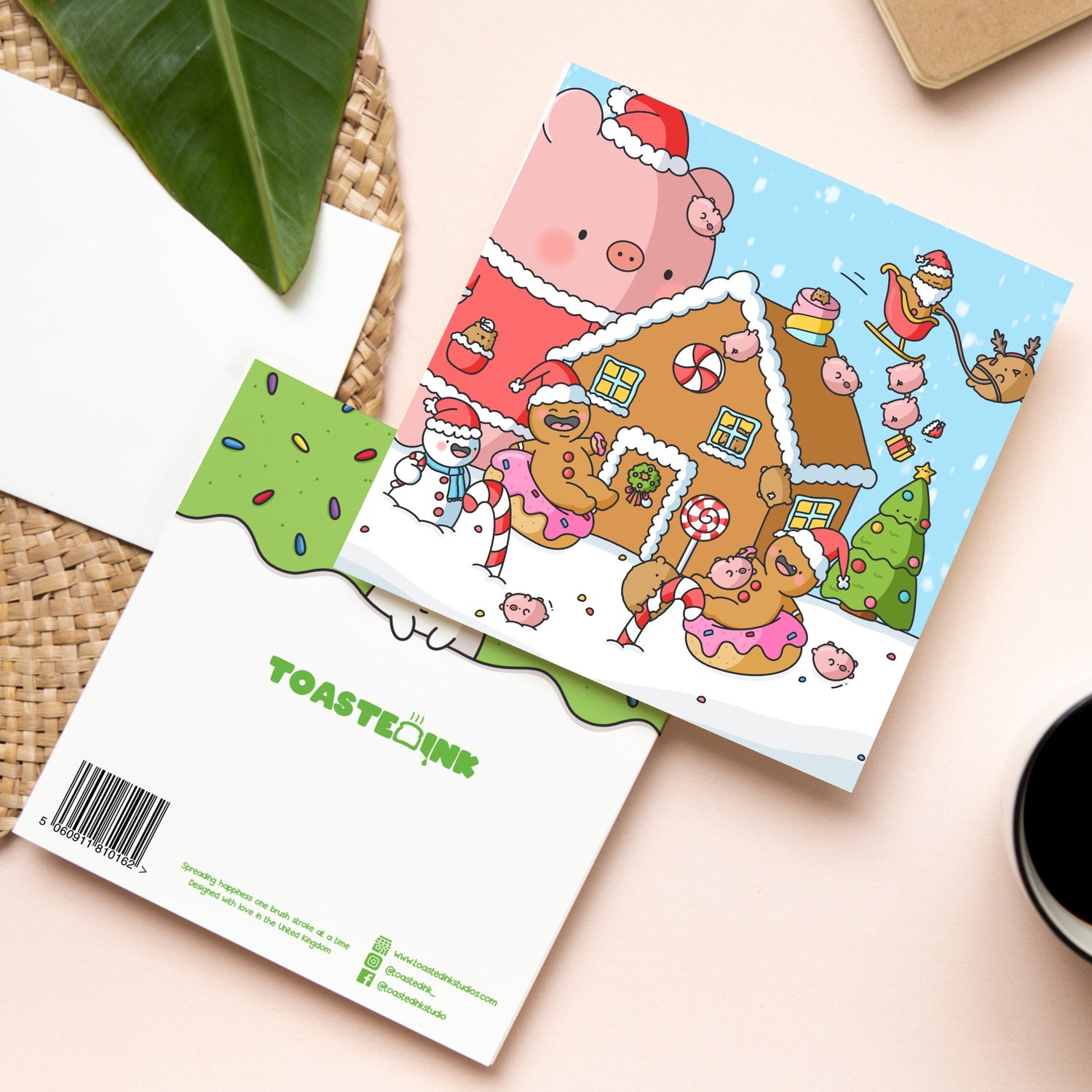 Christmas gingerbread man card front and back