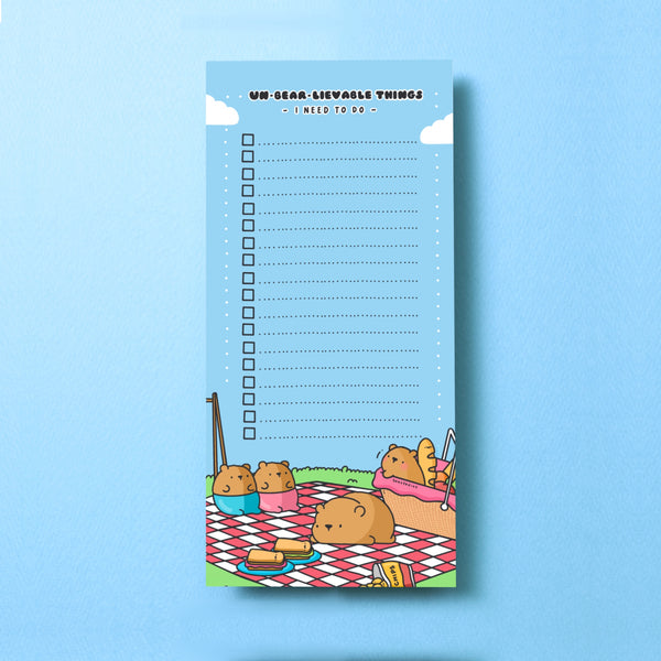 Bears to do list pad on blue background