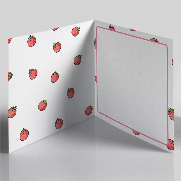 Strawberry print inside card