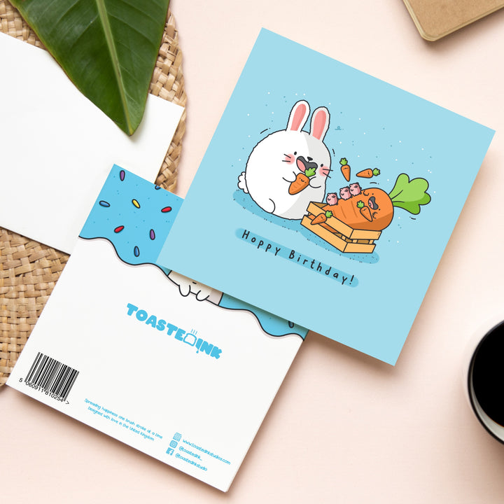 Birthday bunny card front and back