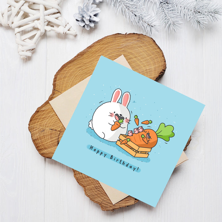 Bunny card on wooden piece