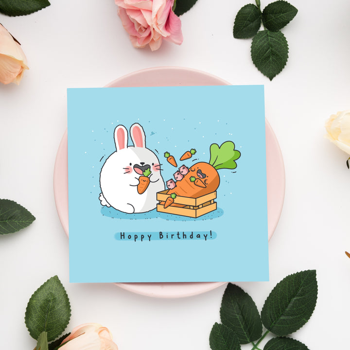 Bunny card on pink plate
