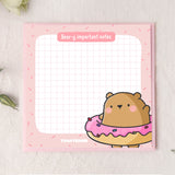 Donut Bear Sticky Notes on pink background