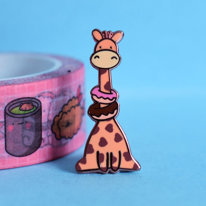 Cute giraffe enamel pin with washi tape