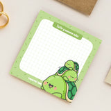 Cute turtle sticky notes on beige background