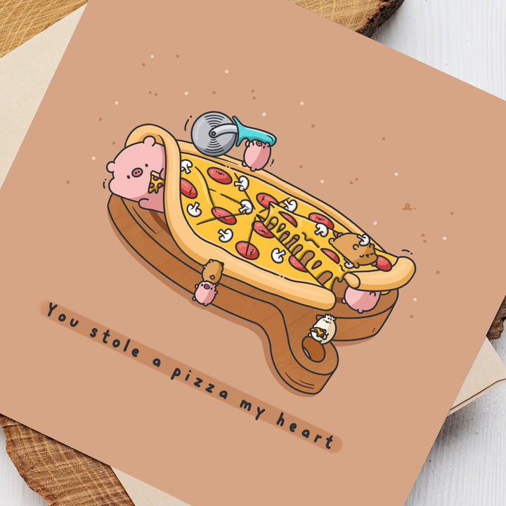 Pizza card close up