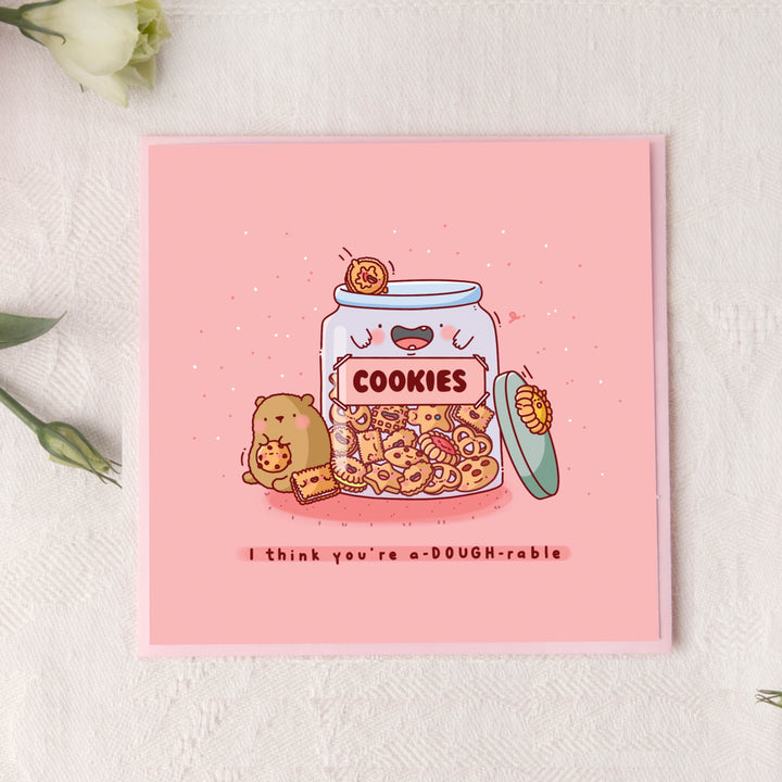 Biscuits Cookies card on pink table
