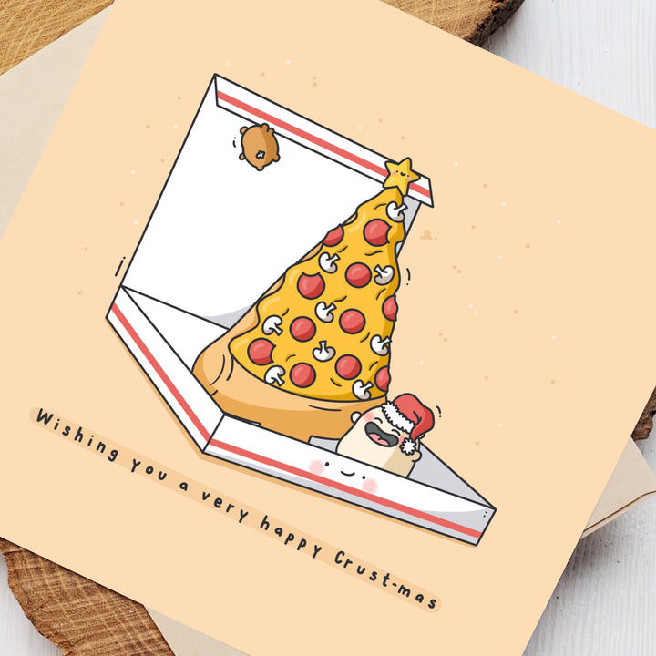 Christmas pizza card close up