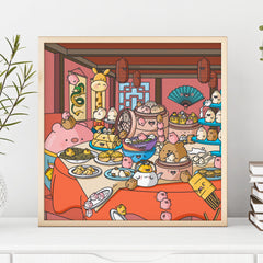 Dim Sum Art Print on white table