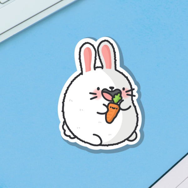 Bunny Rabbit vinyl sticker on blue background