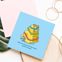 Cheese Christmas card on wood