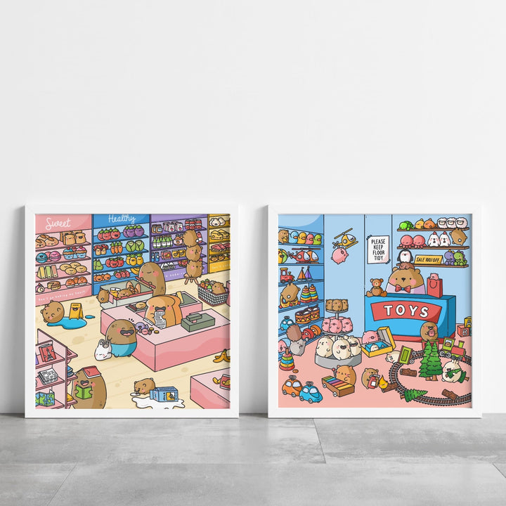 Cute Toy Shop Art Print and supermarket art print