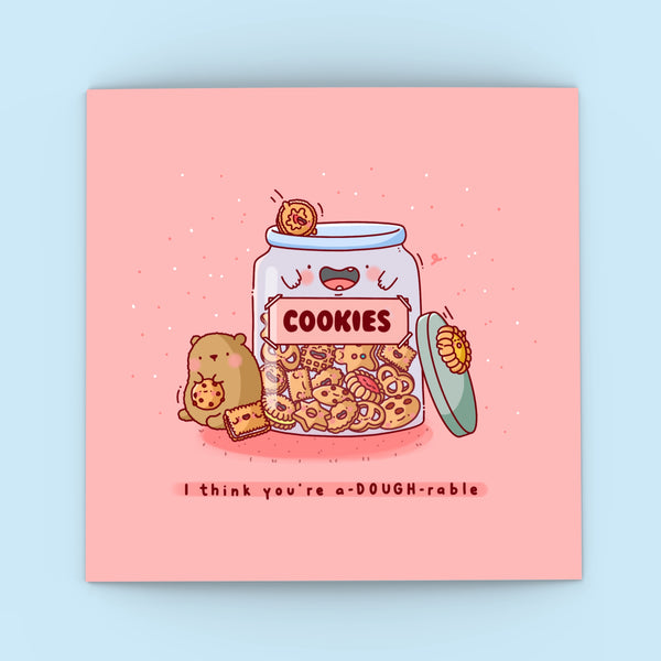 Biscuits Cookies Greetings card on blue background