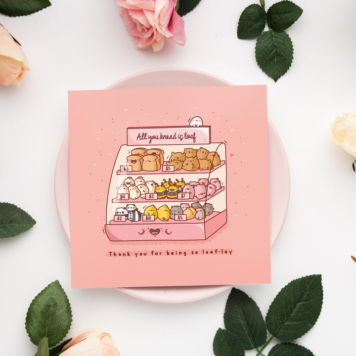 Animal bakery card on pink plate