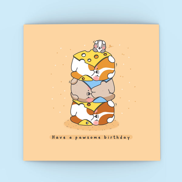 Dog birthday card on blue background