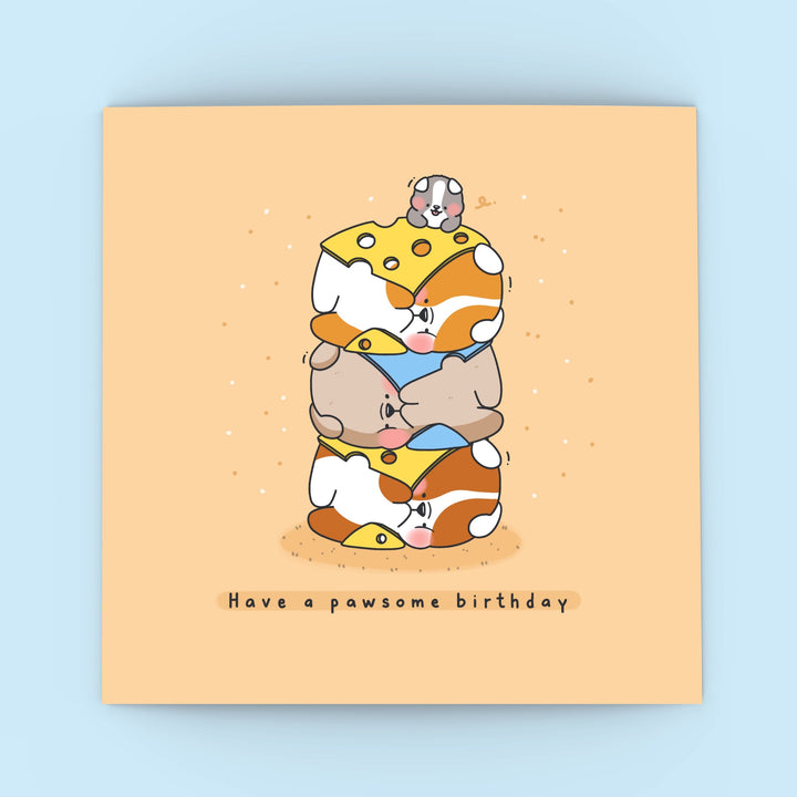 Dog birthday card on blue background