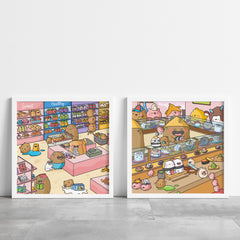 Cute Sushi Bar and supermarket art print
