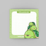 Turtle sticky notes on grey background