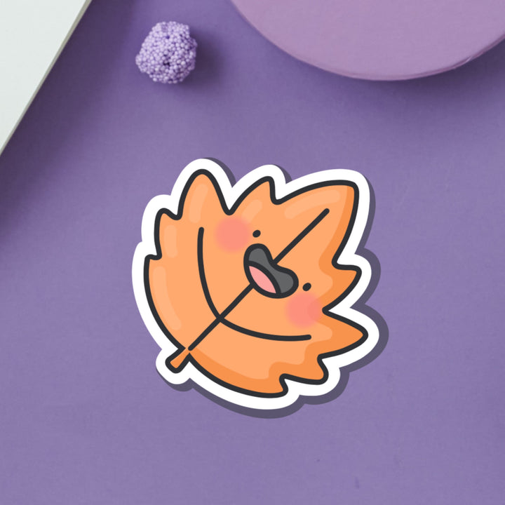 Leaf Vinyl Sticker on purple background