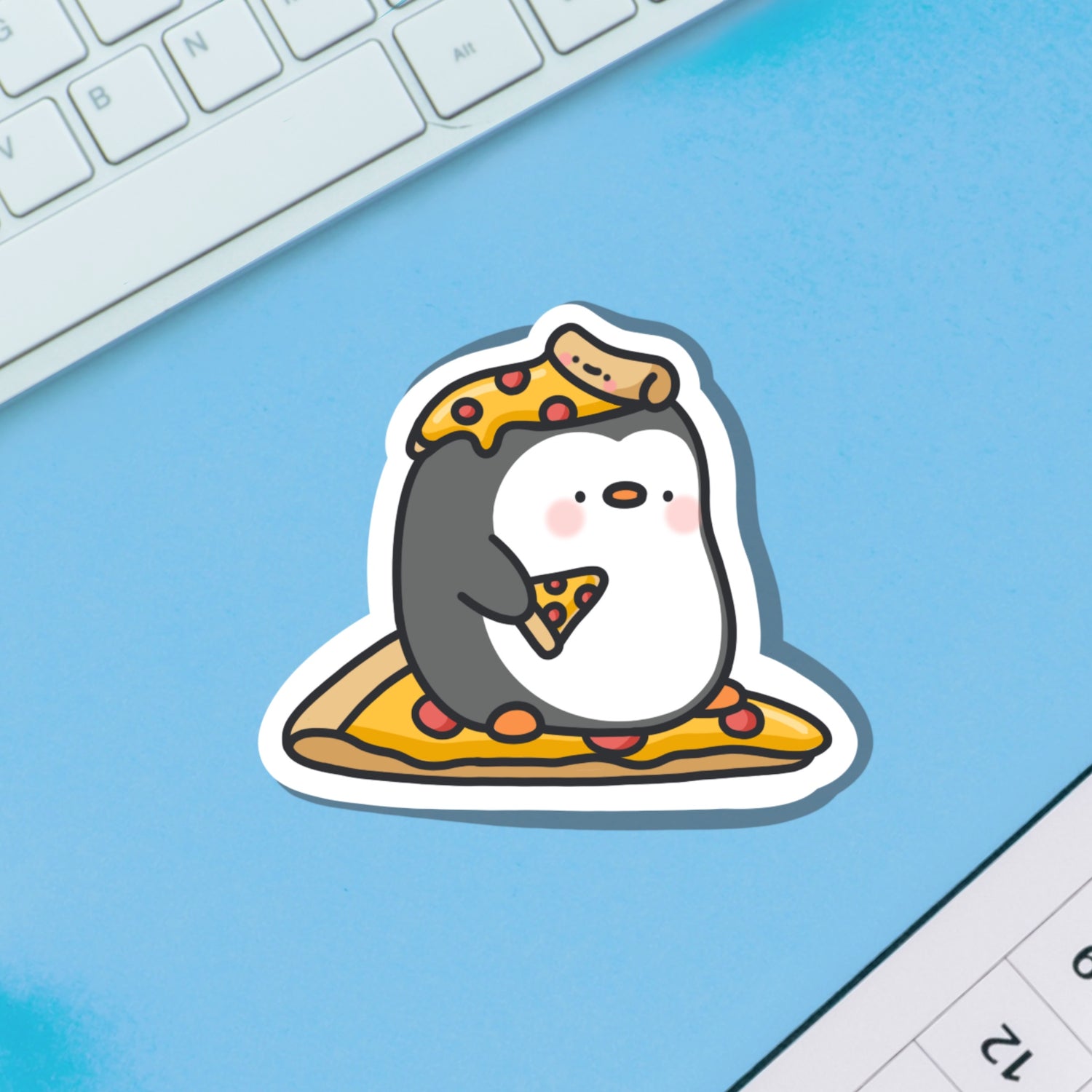 Cute Pizza Penguin Vinyl Sticker