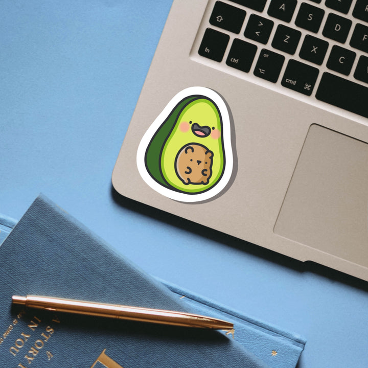 Avocado with bear vinyl sticker on laptop